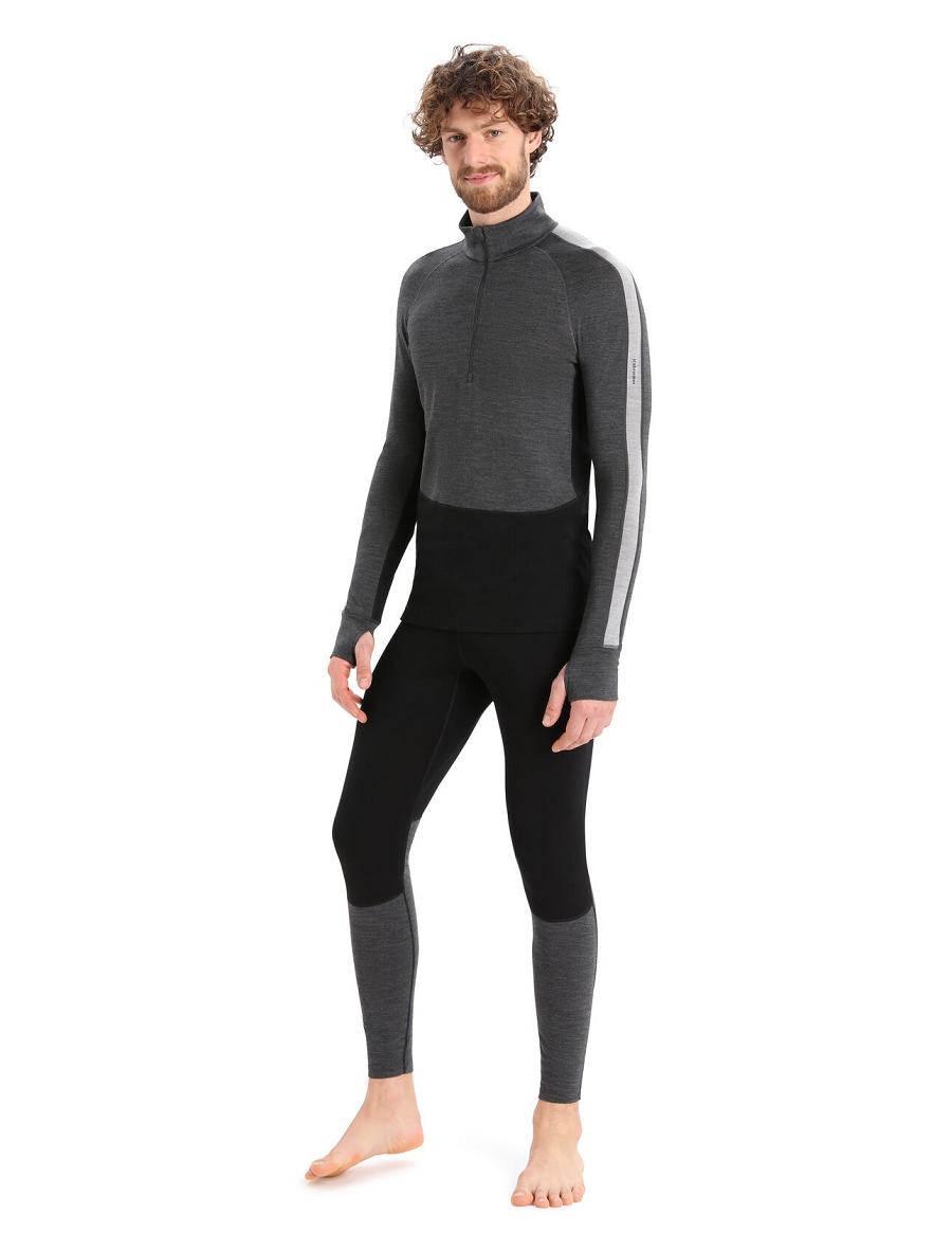 Jet Heather / Black Men's Icebreaker 260 ZoneKnit™ Merino Long Sleeve Half Zip Base Layers | USA 1325JPQJ